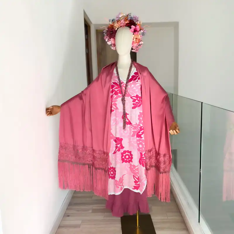 Huipil Jalapa de Díaz blanco/rosa - G - Imagen 9