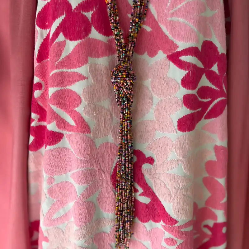 Huipil Jalapa de Díaz blanco/rosa - G - Imagen 7