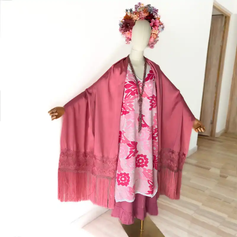 Huipil Jalapa de Díaz blanco/rosa - G - Imagen 3