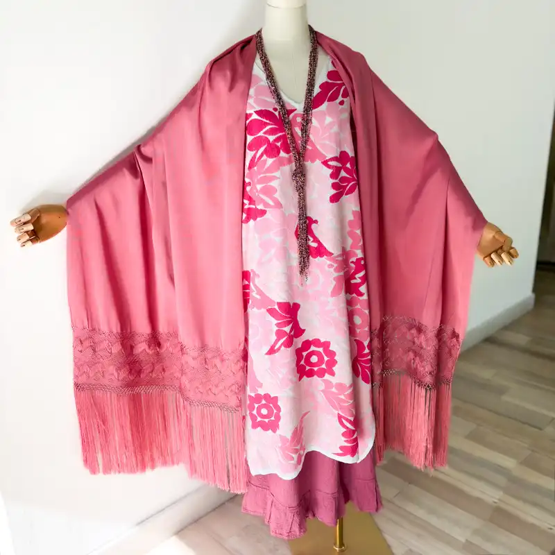 Huipil Jalapa de Díaz blanco/rosa - G - Imagen 2