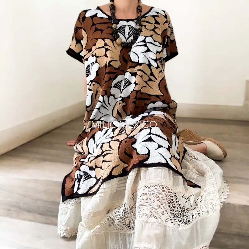 Huipil Jalapa de Díaz negro cafés - Unitalla - Imagen 6