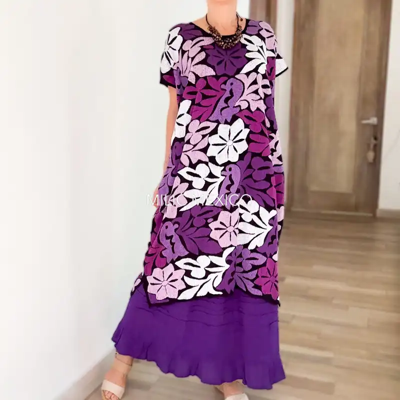 Huipil Jalapa de Díaz morados - Unitalla - Imagen 7