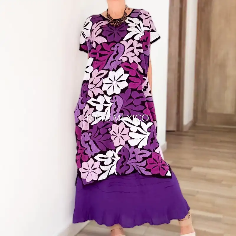 Huipil Jalapa de Díaz morados - Unitalla - Imagen 6