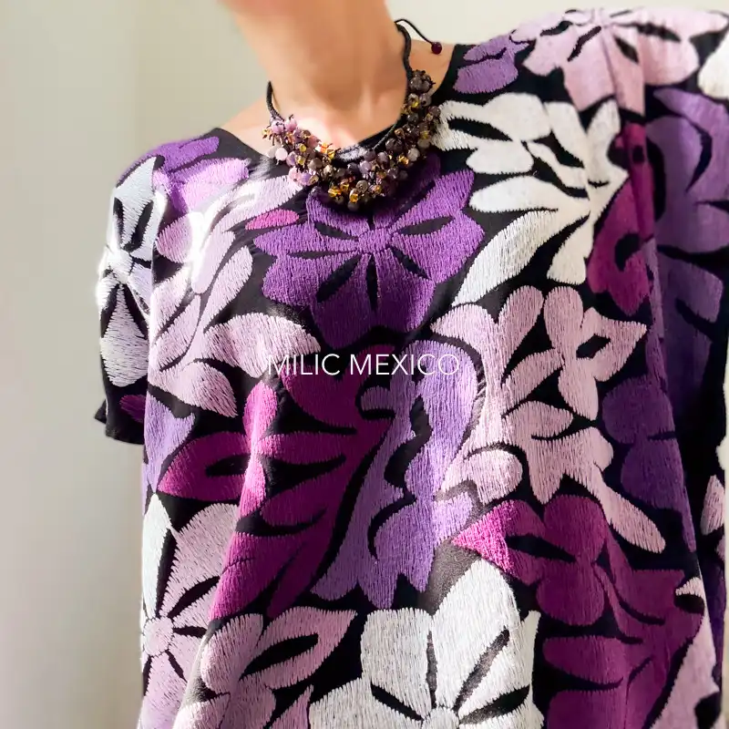 Huipil Jalapa de Díaz morados - Unitalla - Imagen 5