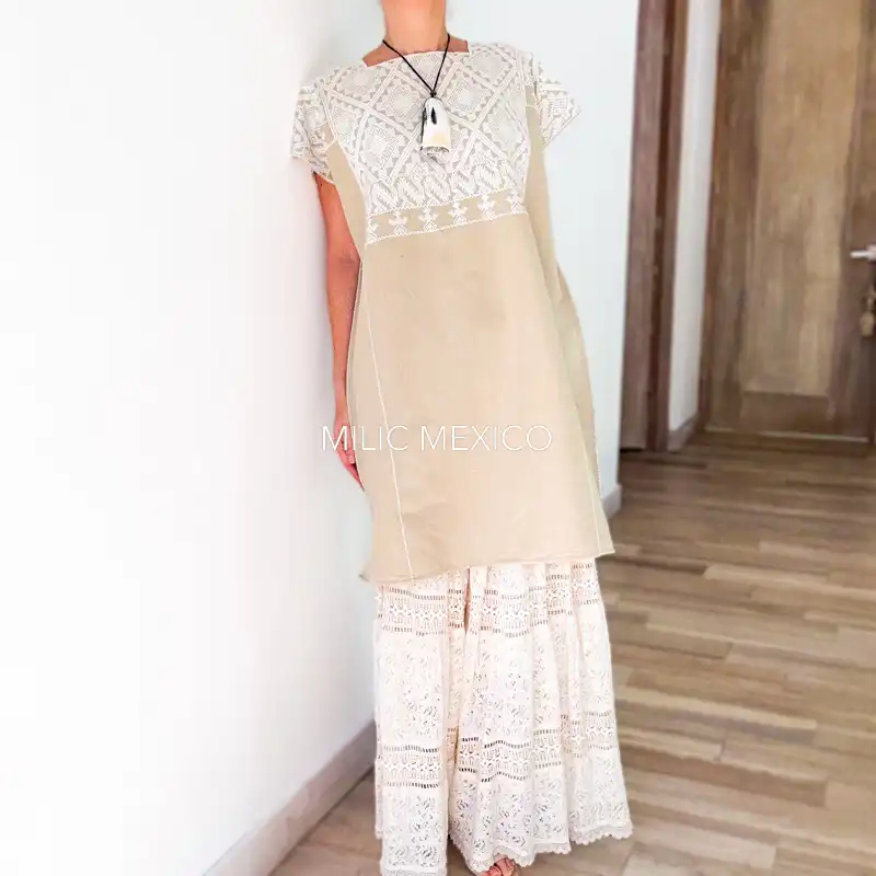 Huipil San Andrés beige - XG - Imagen 11