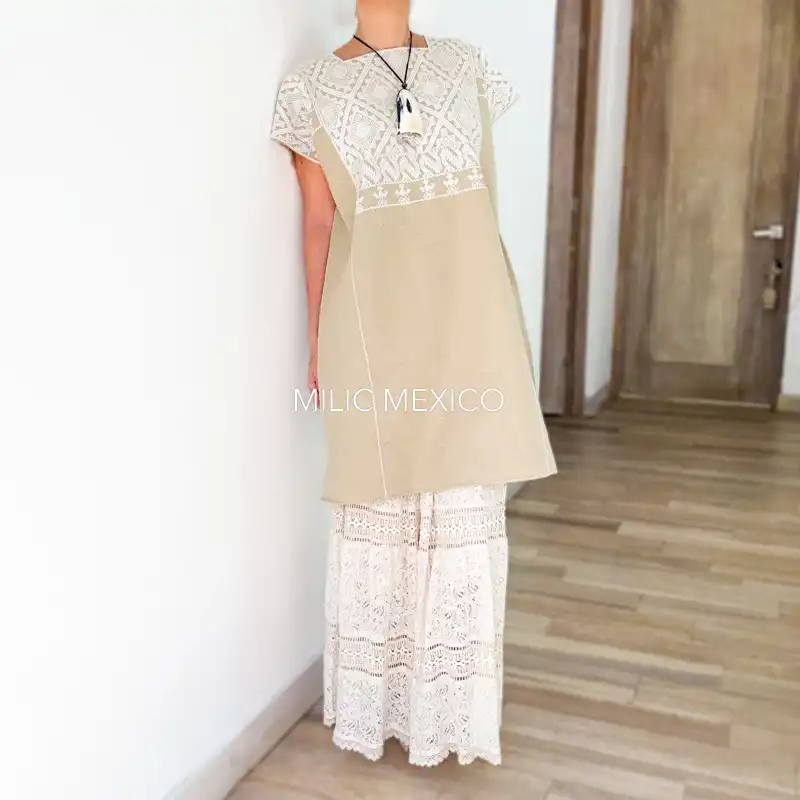 Huipil San Andrés beige - XG - Imagen 10