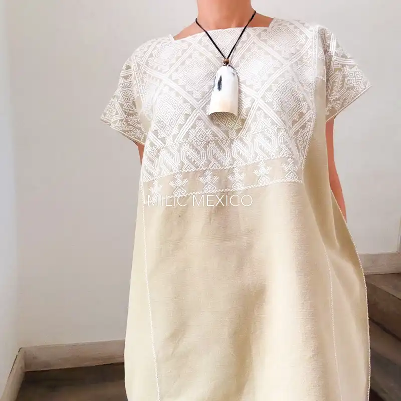 Huipil San Andrés beige - XG - Imagen 2