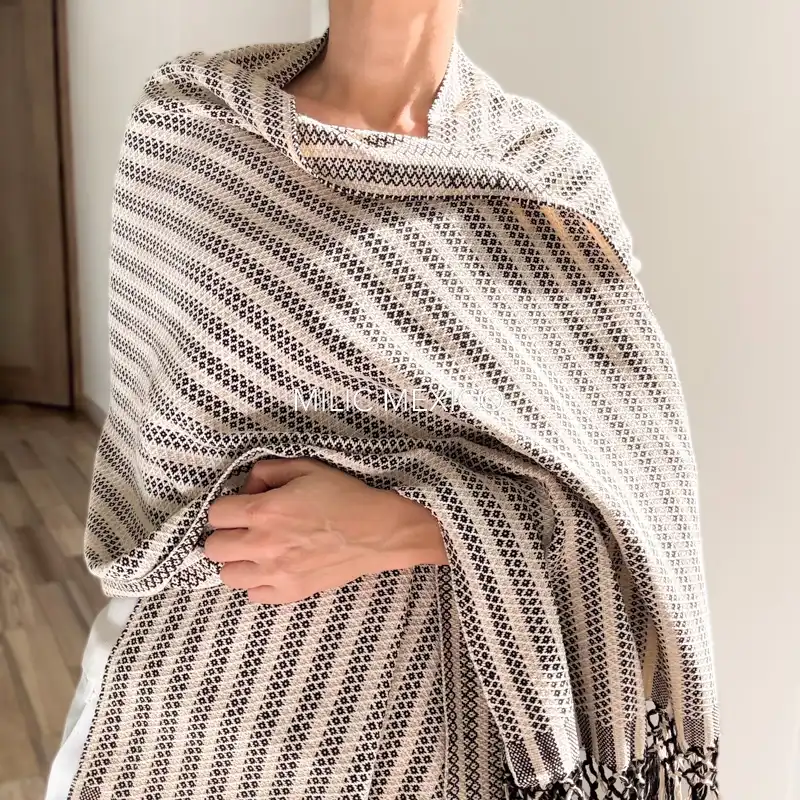 Rebozo Mitla gris claro - Imagen 2