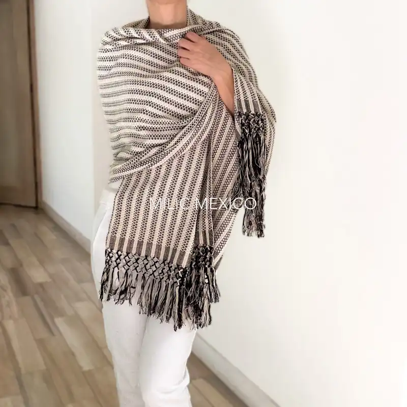 Rebozo Mitla gris claro - Imagen 5