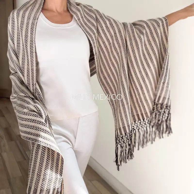 Rebozo Mitla gris claro - Imagen 4
