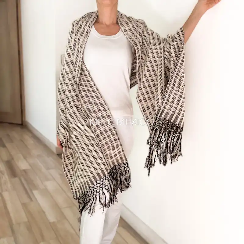 Rebozo Mitla gris claro - Imagen 3