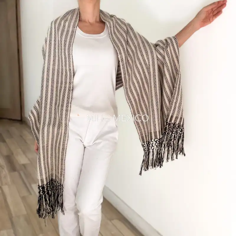 Rebozo Mitla gris claro