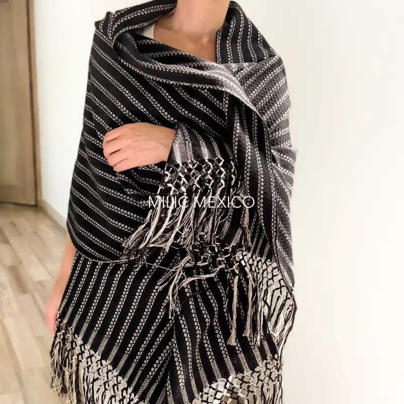 Rebozo Mitla negro - Imagen 5