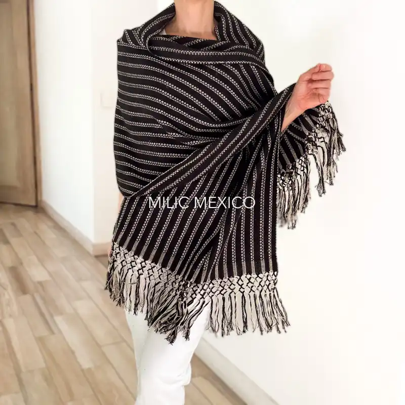 Rebozo Mitla negro - Imagen 4
