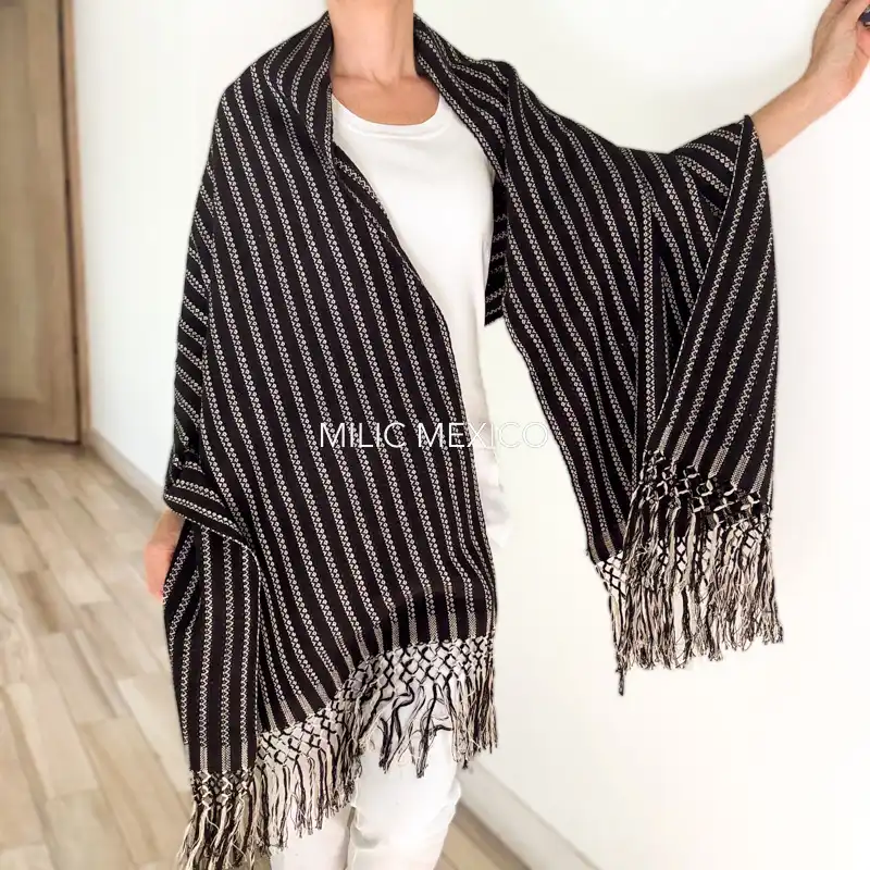 Rebozo Mitla negro - Imagen 3