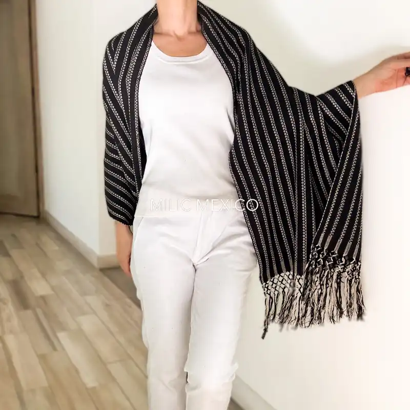 Rebozo Mitla negro - Imagen 2