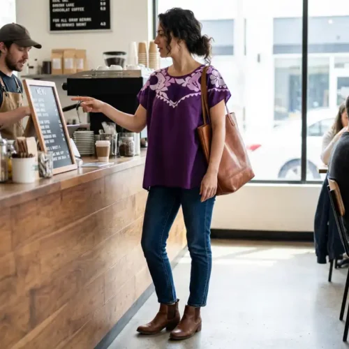 Blusa Jalapa cuello bordado morado - XG