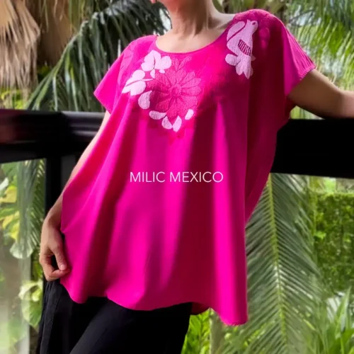 Blusa Jalapa cuello bordado fiusha - XG