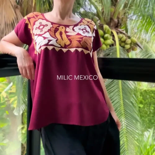 Blusa Jalapa cuello bordado vino - M