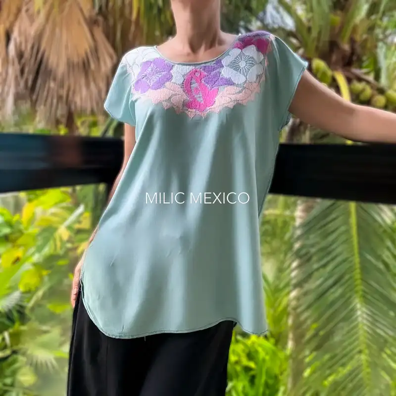 Blusa Jalapa cuello bordado menta - M - Imagen 3