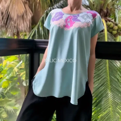 Blusa Jalapa cuello bordado menta - M