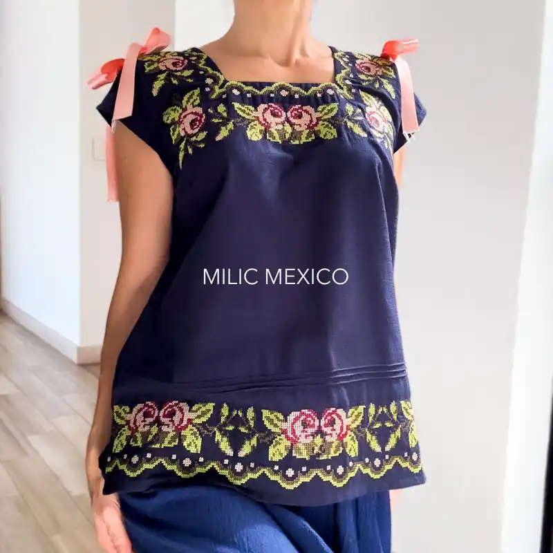 Blusa Tekit flores azul - Ch - Imagen 6