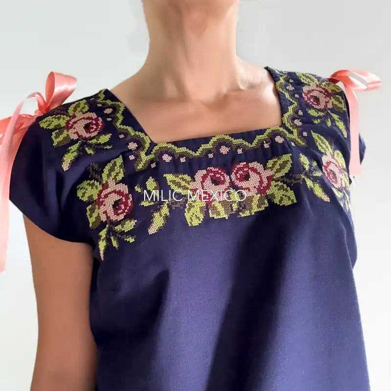 Blusa Tekit flores azul - Ch - Imagen 3