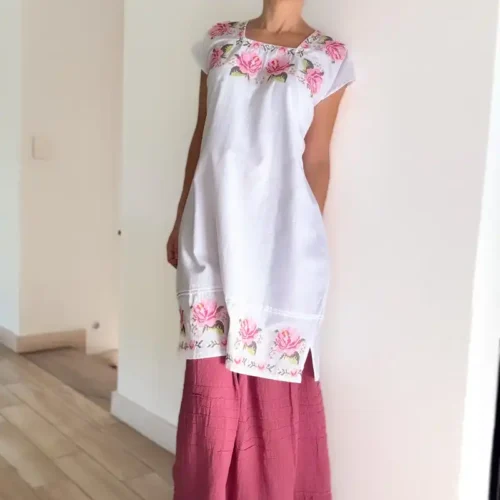 Huipil Tekit flores blanco - XCh/M