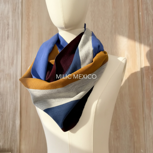 Cuello de telar rayas azul