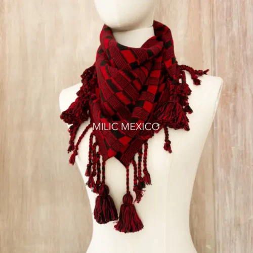 Pashmina Deshilada rojo/negro
