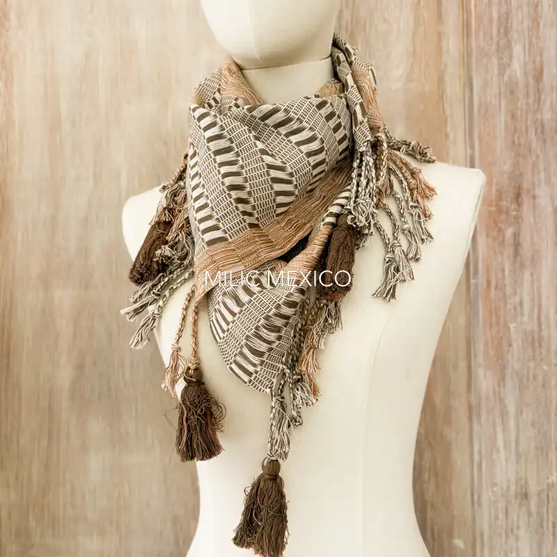 Pashmina Deshilada beige/hueso
