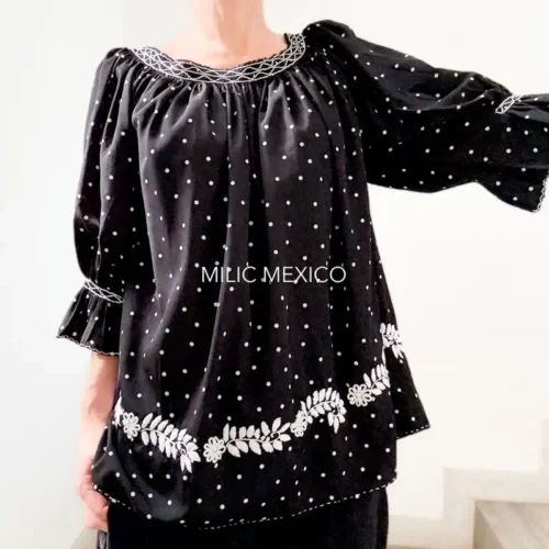 Blusa Lety negro lunares - G