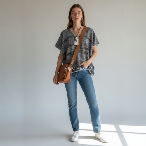 Blusa Mitla negro/plata - M