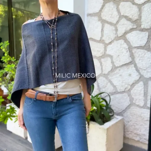 Mañanita de telar negro/gris - Unitalla