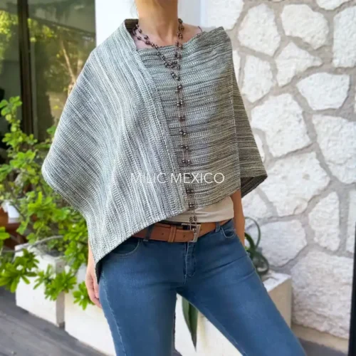 Mañanita de telar gris/verde - Unitalla