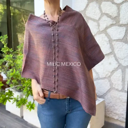 Mañanita de telar café jaspeado  - Unitalla