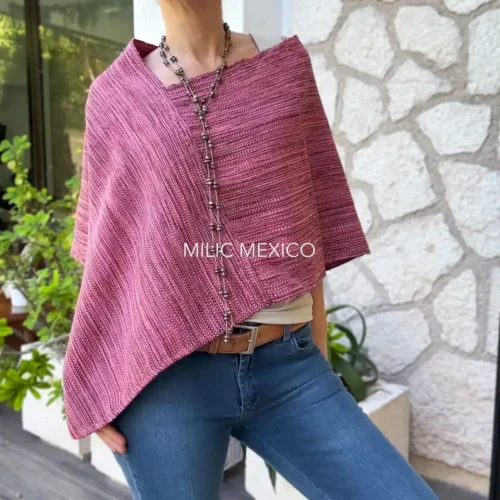 Mañanita de telar rosa jaspeado  - Unitalla