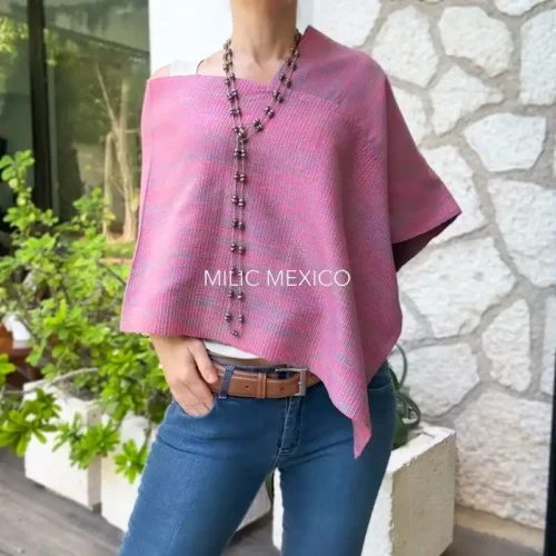 Mañanita de telar rosa/azul  - Unitalla