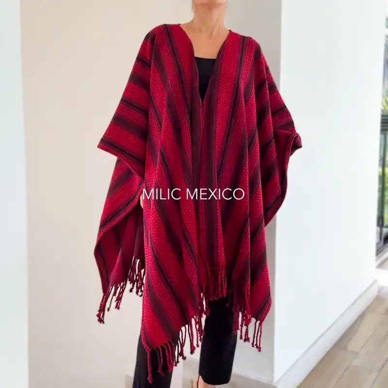 Ruana Mitla rojo/vino - Imagen 5