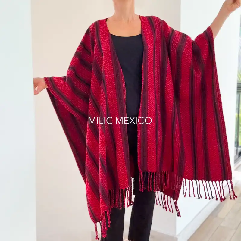 Ruana Mitla rojo/vino - Imagen 2