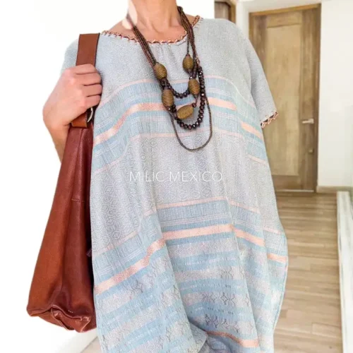 Huipil Mitla cielo/beige - XG