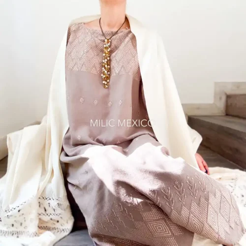 Huipil Carranza Largo capuchino - Unitalla