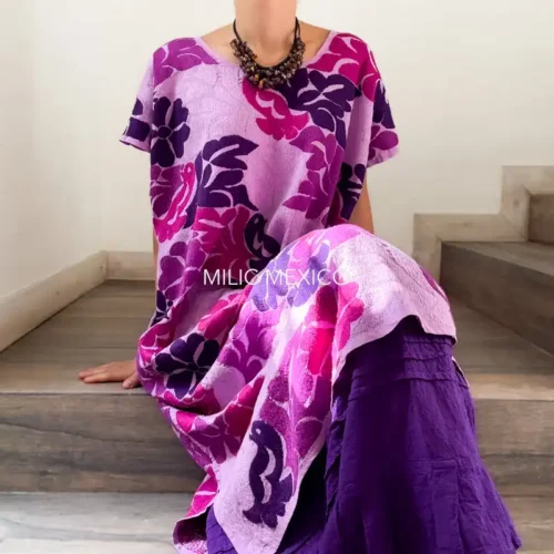 Huipil Jalapa de Díaz lila/morados - Unitalla