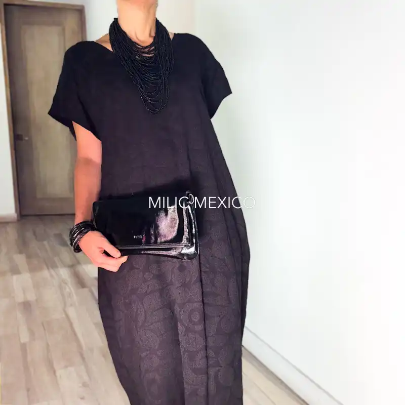 Huipil Jalapa de Díaz negro- Unitalla - Imagen 6