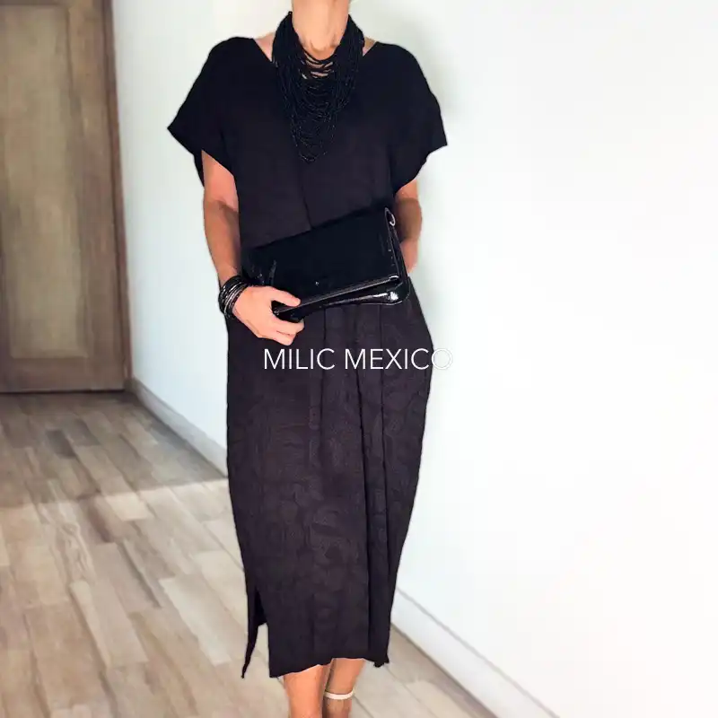 Huipil Jalapa de Díaz negro- Unitalla - Imagen 5