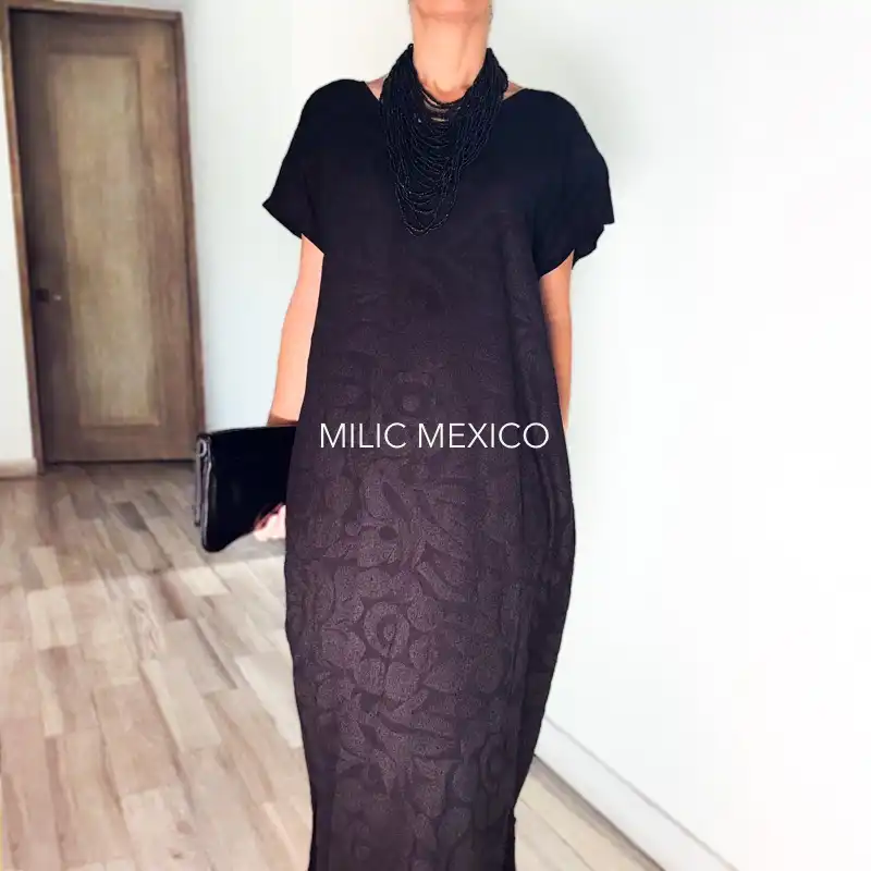 Huipil Jalapa de Díaz negro- Unitalla - Imagen 3