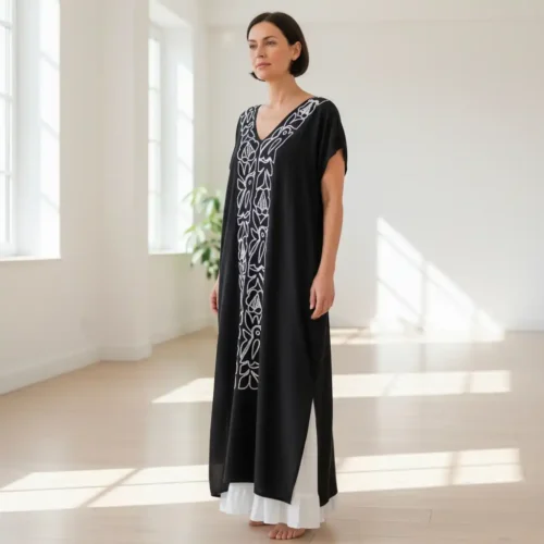 Túnica Jalapa de Díaz negro/blanco - XG