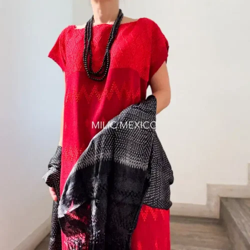 Huipil Carranza Brocado rojo - Unitalla