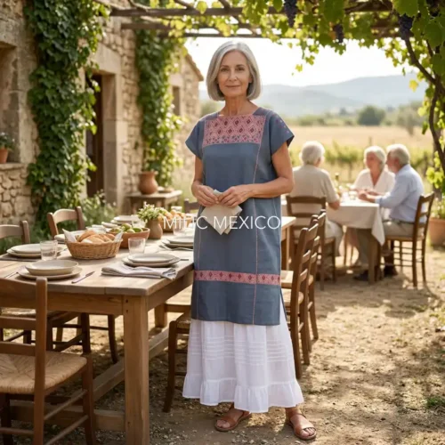 Huipil San Andrés gris azulado - M