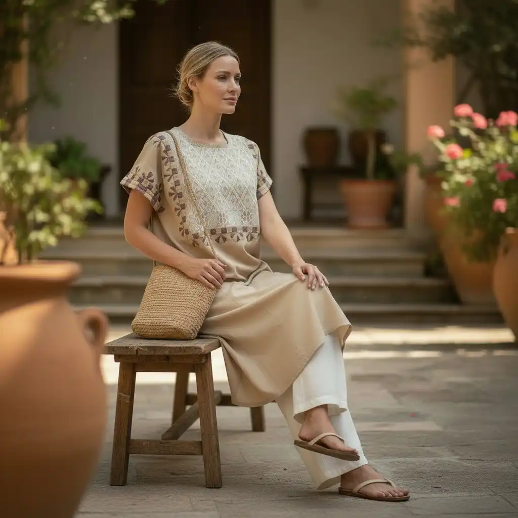 Huipil Sofía beige - XG - Imagen 2